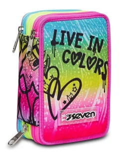 Seven Astuccio scuola 3 zip Colour Expression< Astucci