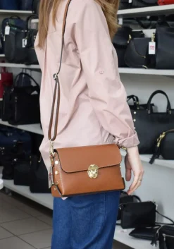 Pronto Moda Borsa a tracolla in pelle 20001 Azzurra<Donna Borse A Tracolla