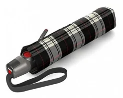 Knirps Ombrello pieghevole automatico T.200 Check Black/White< Ombrelli Pieghevoli